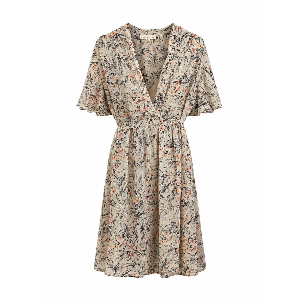 Lovestitch Floral Boho Mini Dress Flutter Sleeve Womens M